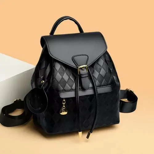2024 New Pu Leather Shoulder Bag Women Bucket Type Fashion Bag Draw String Customs Backpack Bags for Lady Polyester OEM