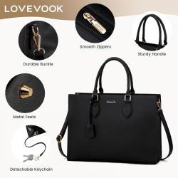 LOVEVOOK luxury oversize large capacity tote bag briefcase bag for office lady laptop shoulder bags PU leather purse for women