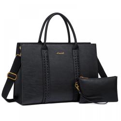 LOVEVOOK 2pc Fashion 15.6in Classic Ladies Hand Bags Top Handle Tote Bags Shoulder Bags Work Elegant Luxury Women Handbags Purse