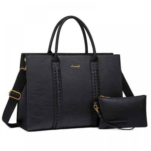LOVEVOOK 2pc Fashion 15.6in Classic Ladies Hand Bags Top Handle Tote Bags Shoulder Bags Work Elegant Luxury Women Handbags Purse