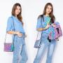 Lovevook geometric pu leather backpacks women Luminous backpack sets for ladies