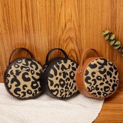 Retro leopard print small round bag 2024 women handbag factory wholesale Korean style trend of shoulder bag for women