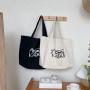 Customized Screen Printing Canvas Shoulder Bag Customized Pattern Tote Bag Eco-friendly Large Capacity Canvas Shopping Bag