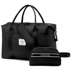 LOVEVOOK 2023 2pcs Cute Foldable Travel Tote Duffle Bag with Toiletry Purse Carry On Weekender set Men Women Travel Luggage Bags