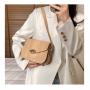 2022 Fashion Lady Designer Saddle Bag Pure Color PU Leather Flap Messenger Elegant Fan Shape Golden Lock Sling Purse for Women
