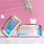 Gelory Fashion Holographic Clear PVC Makeup Pouch Waterproof Glitter Laser Shell TPU Cosmetic Bag