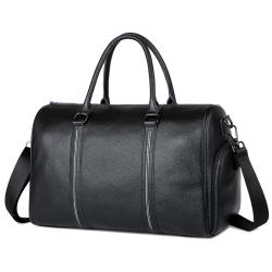 2022 Custom Logo Genuine Leather Luxury Men Handbag Waterproof Fashion Travel Duffel Bags with Shoe Compartment
