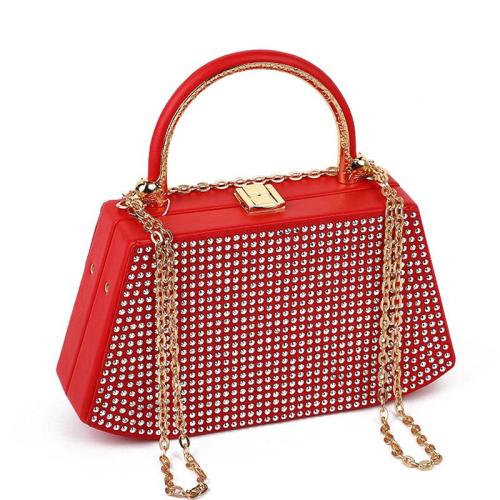 HR683 Women New Designed PU Diamond Brightly Clutch Handbag Fashion Retro Dinner Bag Ladies Luxury Metal Handheld Party Bag