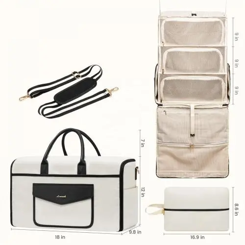 2024 LOVEVOOK new arrival Portable Hanging Weekender bags for women carry on overnight large capacity foldable travel duffel bag