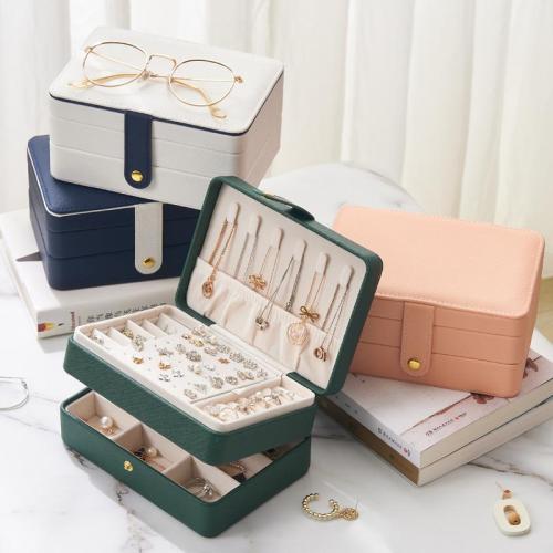 Custom Logo PU Leather Travel Jewelry Box Organizer Velvet Jewellery Storage Case for Ring Earring Necklace Gift Packaging