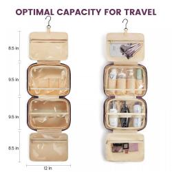 Waterproof Multi Pocket Travel Makeup Bag with Hanging Hook Travel Essentials Cosmetic Bag Travel Organizer Toiletry Bag Women