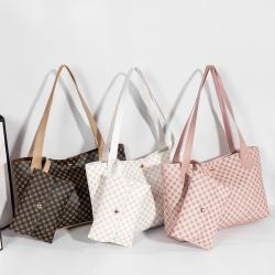 Wholesale Summer Autumn New Large Capacity Ladies Purse And Handbag 2 In 1 Plaid Printed Tote Bag Mother And Son Bag