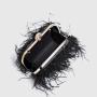 2024 New Arrivals Fashion Ladies Ostrich Feather Furry Purse Soft Plush Bag Diamond Ring Womens Clutches sac main femm sac