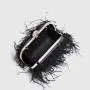 2024 New Arrivals Fashion Ladies Ostrich Feather Furry Purse Soft Plush Bag Diamond Ring Womens Clutches sac main femm sac