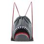 Custom Gray Shark Nylon Sports Gym Bag for Women Men Children Large Size with Interior Pockets Drawstring Backpack