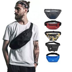 GELORY Custom Women Men Unisex Waist Bag Pack with Headphone Jack and Zipper Adjustable Strap Black Fanny Pack Custom Logo