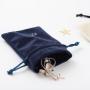 9x12 cm Custom Silver Logo Printed Velvet Gift Bag High Quality Blue Beige Black Velvet Jewelry Pouch
