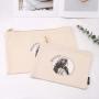 High Quality Custom Hot Stamping Printed 8 OZ Canvas Zipper Makeup Packaging Pouch Cotton Travel Cosmetic Bag