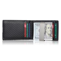 Minimalist Men's Money Clip Wallet Leather Clip Crad Holder RFID Mens Money Clips