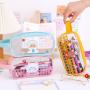 New hand painted cartoon stationery storage bag PVC transparent waterproof portable portable pencil cases