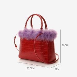 New Design Luxury  Women Cross Body Bag Custom Logo Shoulder Bag High Quality PU Leather With Fur Ladies Handbag