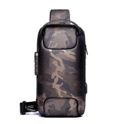XL049 Anti-theft Daily Used Waterproof Crossbody Bag with USB Oxford Men's Chest Bag Large Capacity Sports Shoulder Bag