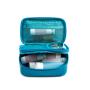 New custom laser pu cosmetic bag portable double layer colorful mirror leather storage bag custom logo