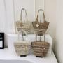 New Handmade Grass Weaving Large Capacity Beach Vacation Contrast Color Handbag