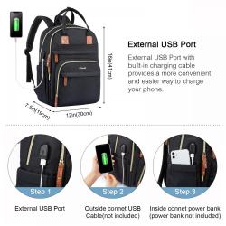 LOVEVOOK Waterproof Travel Classic Teens Lightweight Bookbag with USB Port School Casual Daypack College Laptop Backpack Unisex