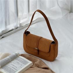 Wholesale Women's Handbags Fashion Solid Color Ladies Shoulder Bag Elegant Temperament Faux Suede Rectangular Women's Hand Bags