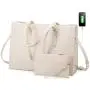 LOVEVOOK 2pc fashion office lady 15.6 in PU leather tote handbag sets large shoulder bags laptop briefcase work bag for women