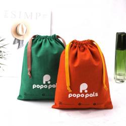 High Quality Eco Muslin Gift Packaging Bag Custom Logo Printed Cotton Linen Toys Sock Baby Clothing Storage Drawstring Dust Bag