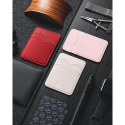 KBW418 New PU Leather Double Card Position Back Sticker Card Case RFID Anti-theft Brush Phone Magnetic Card Holder