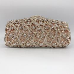 Luxury rhinestone bag with hollow metal banquet wedding handbags women ladies bags full diamond evening bags