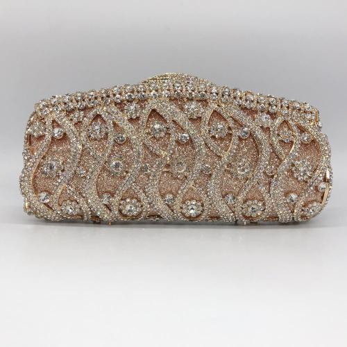 Luxury rhinestone bag with hollow metal banquet wedding handbags women ladies bags full diamond evening bags