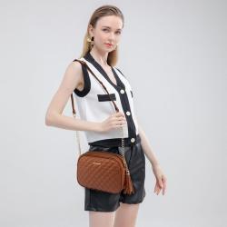 LOVEVOOK 2023 New Quilted Vegan Leather Cross Body Bag with Tassel for Ladies Luxury Diamond Women Shoulder Crossbody Purses