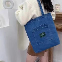 Eco-Friendly Recycled Canvas Tote Bag Custom Logo Designer Women's Denim Shoulder Bag