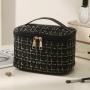 Multifunctional Fashion Plaid Tweed Makeup Bag Portable Large Capacity Ladies Toiletries Storage Cosmetic Bag
