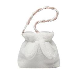 2024 Custom Vegan Fur Bucket Bag Rabbit Ears Cross Body Bags With Leather Shoulder Straps