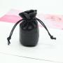 Luxury Black Leather Drawstring Cosmetic Pouch Round Bottom Gift Bags Dust Leather Dices Perfume Jewelry Bag