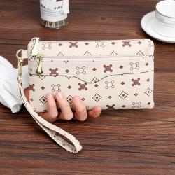 New Fashion Litchi pattern Women's Multi-function Long Clutch Wallet With Shoulder Strap,In Stock Lady Cell Phone Bag
