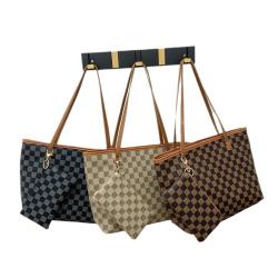 2024 Retro Plaid Handbag New Fashionable Lady's Large Capacity Portable Shoulder Bag Wholesale Two Piece Bag