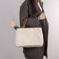 Korean Women 2024 New Canvas Single Shoulder Bag Large Capacity Shopping Bag Tote Bags