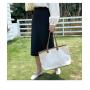 Custom leisure Large lady shoulder bag fashion design PU stitching canvas tote bag College students' ladies handbags bucket bag