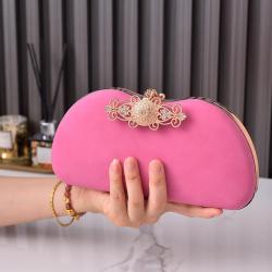 Vintage Suede Texture Metal Flower Latch Wedding Evening Bags Chain Crossbody Hand Bags Ladies Luxury