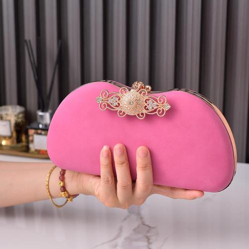 Vintage Suede Texture Metal Flower Latch Wedding Evening Bags Chain Crossbody Hand Bags Ladies Luxury