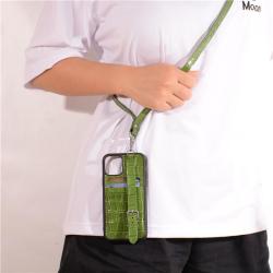 Capa De Celular Crocodile Leather Phone Case With Card Slots Crossbody Shoulder Strap Mobile Phone Cover For iphone 13 14 15 pro