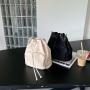 Japanese Nylon Shoulder Bag External Pocket Cool Girls Nylon Handbag Drawstring Design Women's Waterproof Bucket Bag