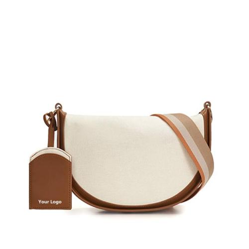 Classic Luxury Pu Leather Ladies Saddle Bags Elegant Designer Purse Veagn Canvas Crossbody Bags Custom Logo Womens Shoulder Bags