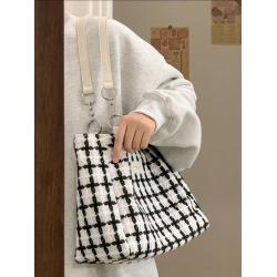 Bolsos New Fashion Ladies Tote Bag Pearl Chain Large Capacity Handbag Canvas Zipper Single Shoulder  Bag